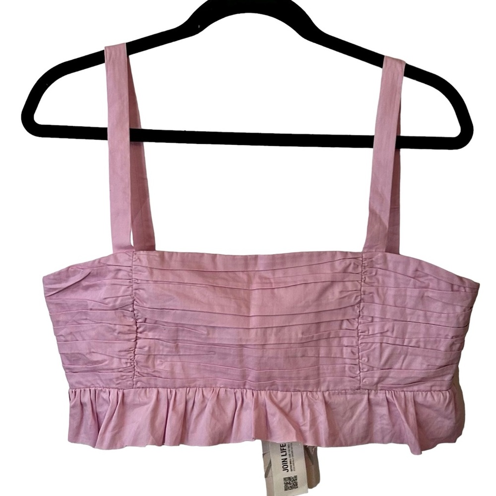 NEW ZARA Cotton Pleated Crop Top Bralette